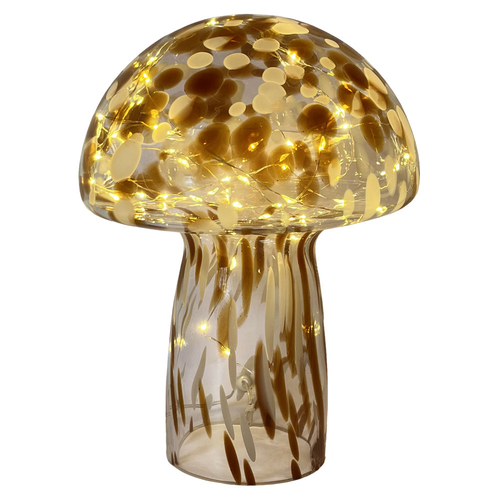 Mushroom 23cm Marrón lámpara de mesa De Pixie Design - La l&aacute;mpara de hongo de Pixie Design tiene un hermoso dise&ntilde;o con una superficie jaspeada en marr&oacute;n y blanco.