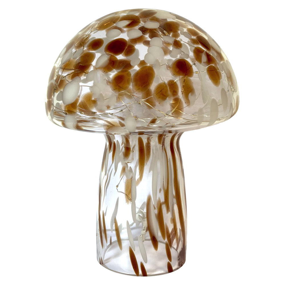 Mushroom 23cm Marrón lámpara de mesa De Pixie Design - La l&aacute;mpara de hongo de Pixie Design tiene un hermoso dise&ntilde;o con una superficie jaspeada en marr&oacute;n y blanco.