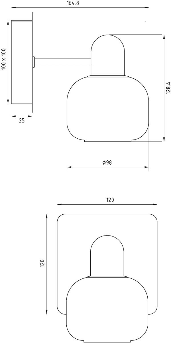 Messina Ø10 Cromo lámpara de baño De Aneta Lighting - Aplique de pared Messina en cromo con pantalla de cristal estriado de color blanco opal.