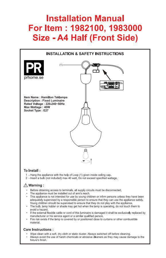 Hamilton Ø20 Transparente Lámpas de techo De PR Home - Cable textil negro de 1,5 m de longitud con cazoleta met&aacute;lica de techo para suspensi&oacute;n con gancho.