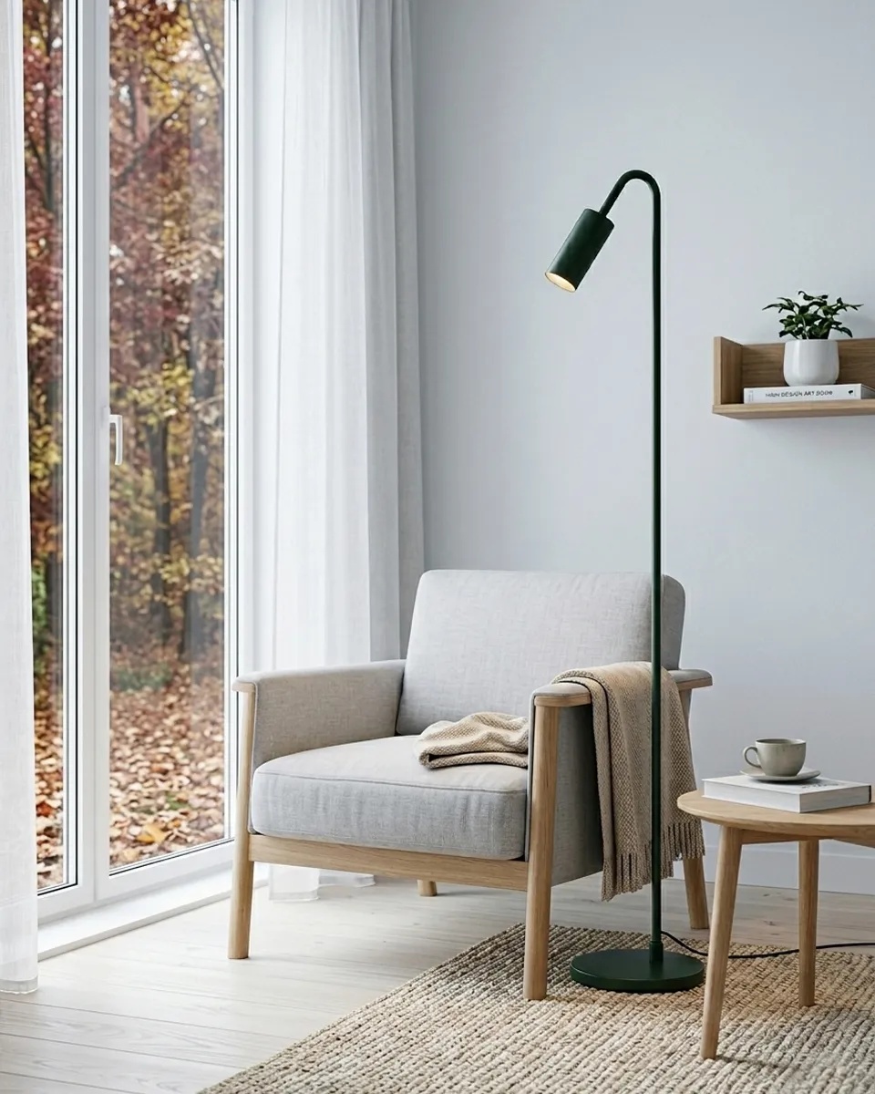Curve verde oscuro lámpara de pie De By Rydéns - La l&aacute;mpara de pie Curve es elegante y moderna, fabricada en metal con un acabado verde oscuro mate.