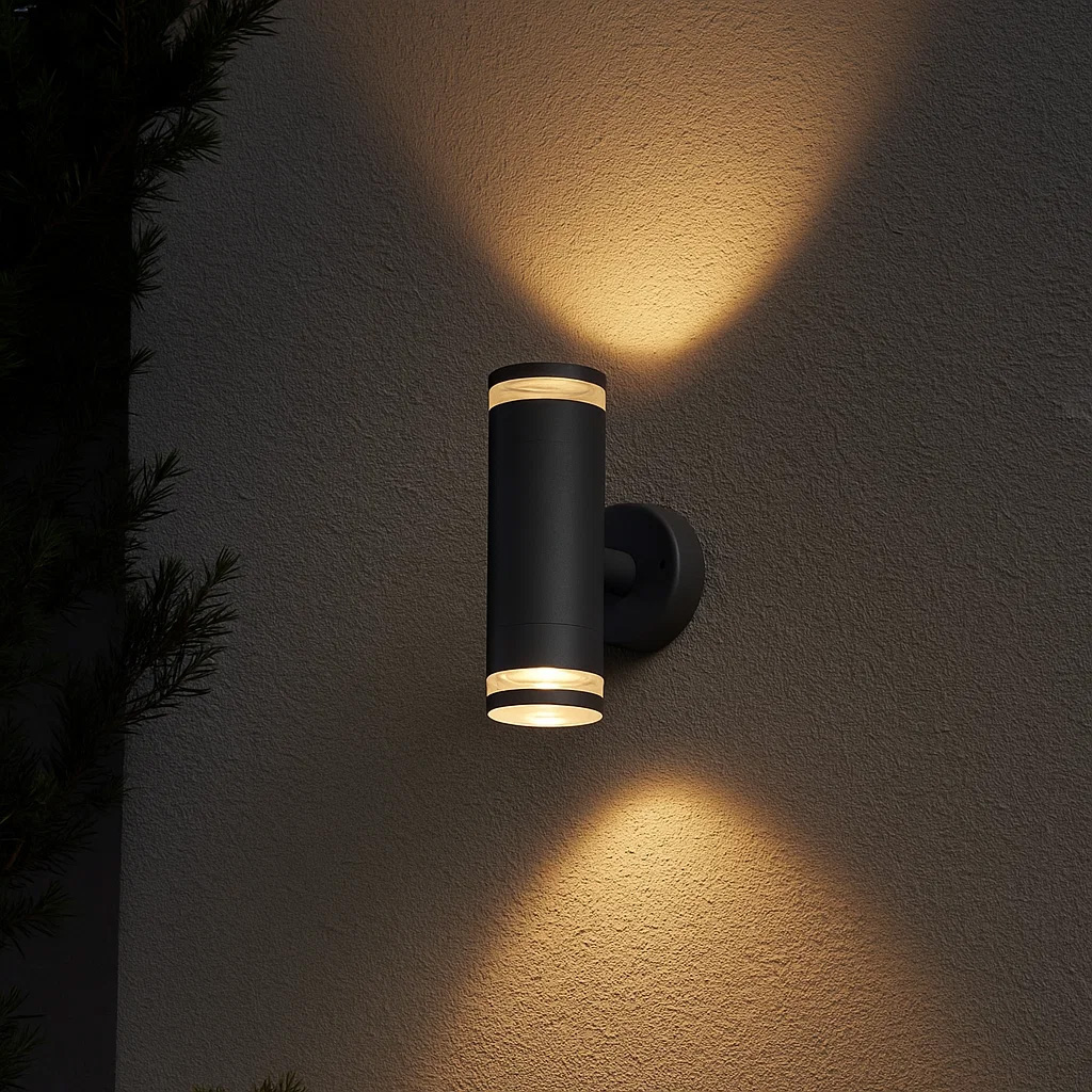 Cylinder Duo Antracita lámpara de exterior De Lampan - Lampan lyser fint b&aring;de upp och ner p&aring; v&auml;ggen.