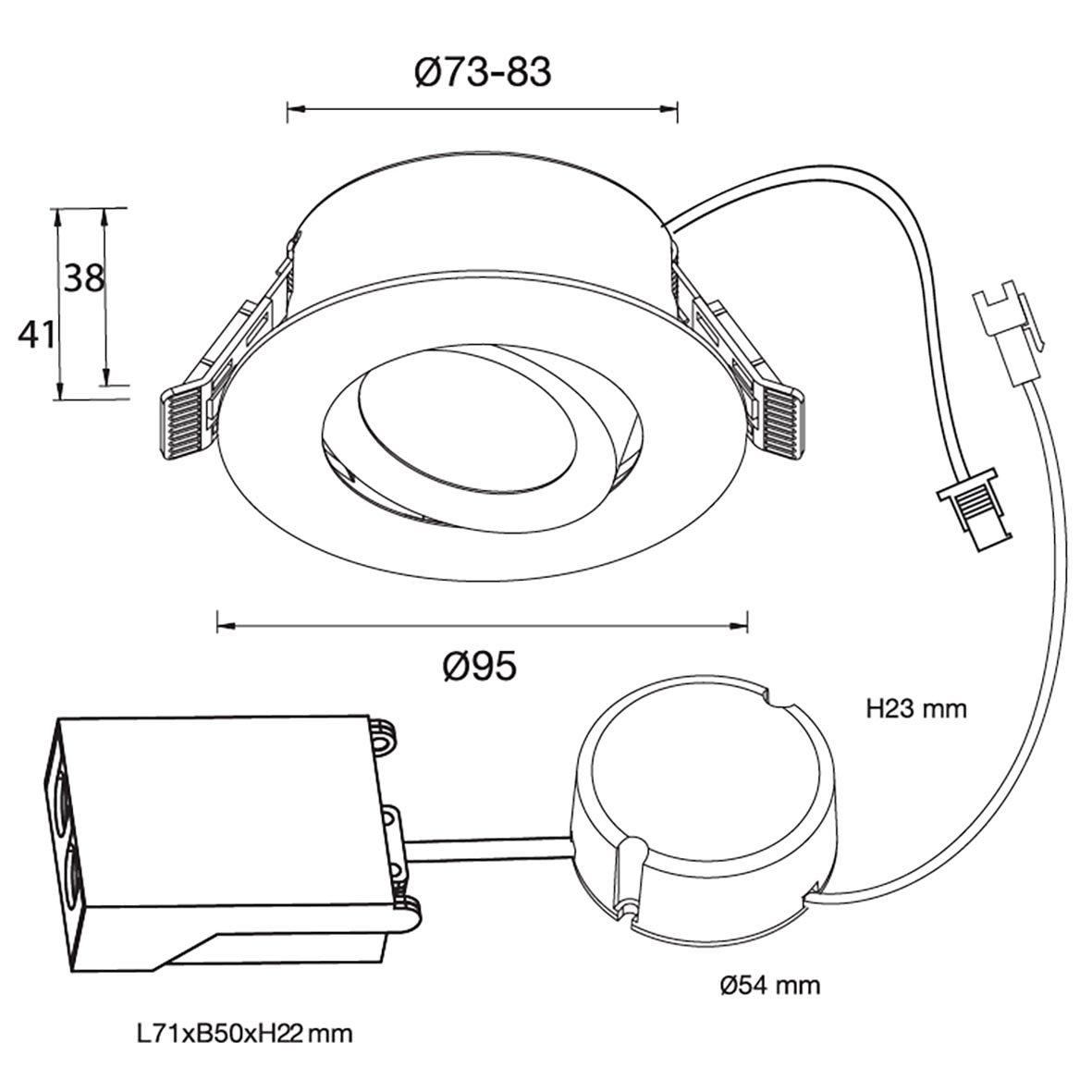 D-007 Downlight 2700K Pack De 6 Blanco De Designlight - El controlador y la caja de conexiones (incluidos) est&aacute;n dise&ntilde;ados para montaje con perfiles de 28 mm en combinaci&oacute;n con placas de techo de 12-13 mm de espesor.