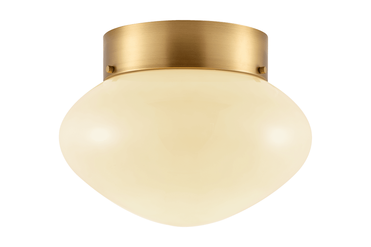 Imagen ampliada de Veno Ø30 Latón antiguo/beige plafón De Aneta Lighting - La l&aacute;mpara de techo Veno impresiona por su forma suave y redondeada, combinada con materiales elegantes y colores c&aacute;lidos.