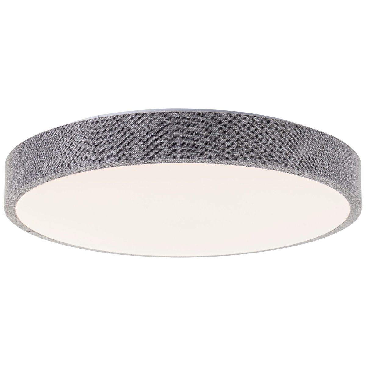 Filiz Ø38 Gris plafón De Brilliant - Su estructura gris revestida de tela le confiere un aspecto suave y acogedor, mientras que la pantalla de pl&aacute;stico blanco distribuye la luz de manera uniforme y sin deslumbramientos por toda la habitaci&oacute;n.