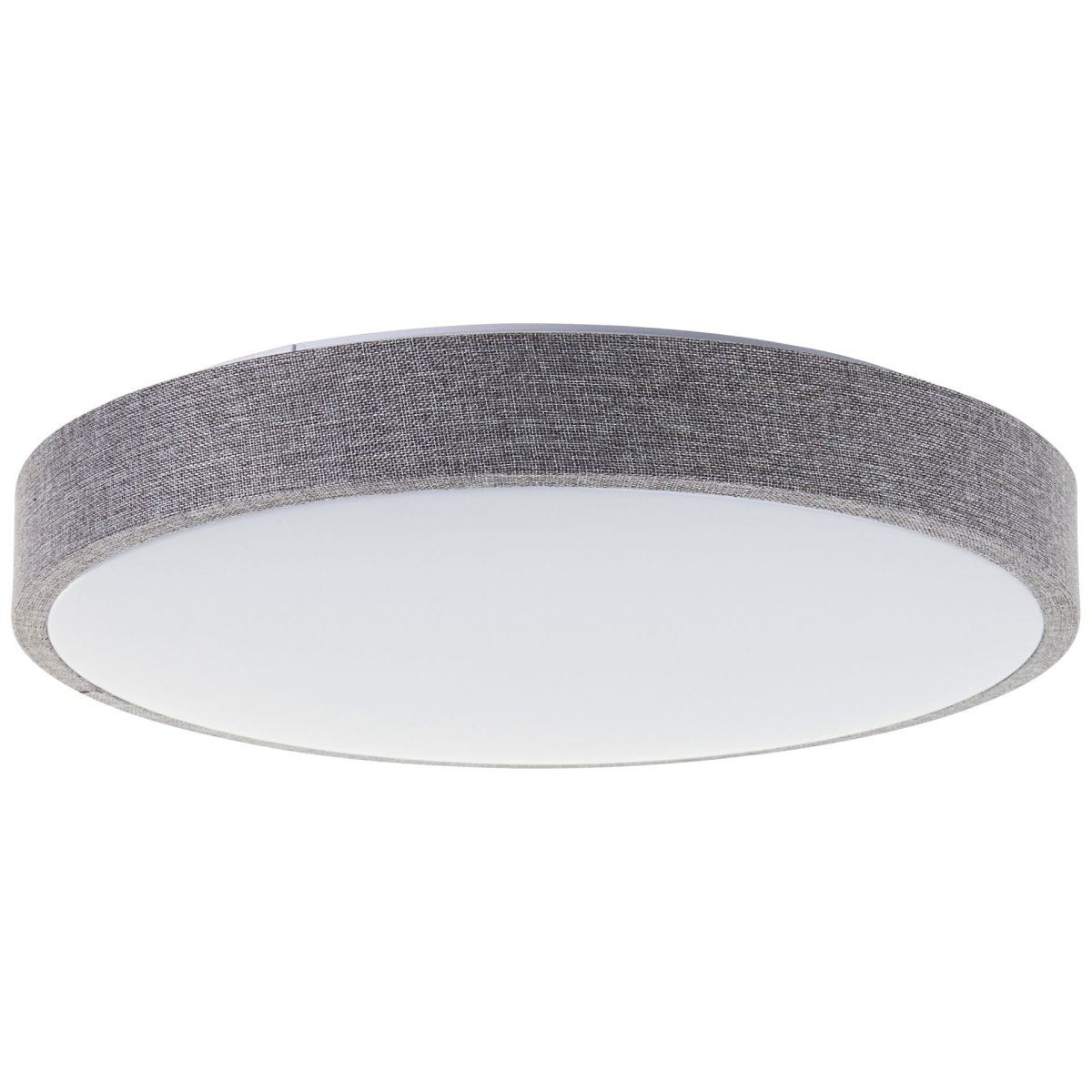 Filiz Ø38 Gris plafón De Brilliant - Su estructura gris revestida de tela le confiere un aspecto suave y acogedor, mientras que la pantalla de pl&aacute;stico blanco distribuye la luz de manera uniforme y sin deslumbramientos por toda la habitaci&oacute;n.