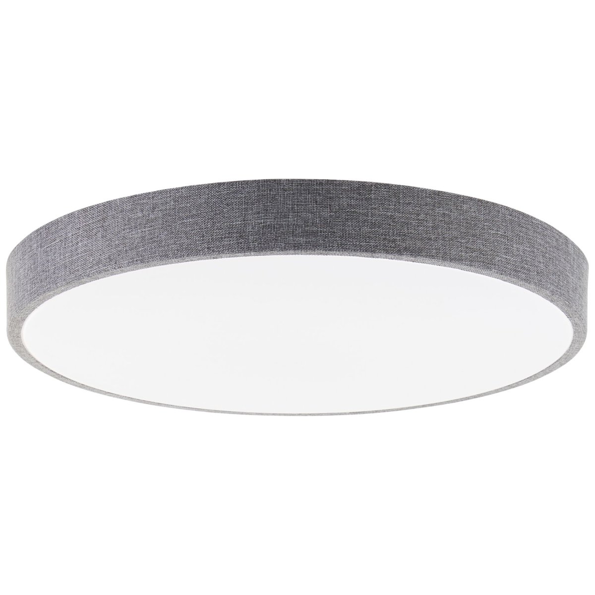 Filiz Ø50 Gris plafón De Brilliant - Su estructura gris revestida de tela le confiere un aspecto suave y sofisticado, mientras que la pantalla de pl&aacute;stico blanco difunde una luz uniforme y sin deslumbramientos por toda la habitaci&oacute;n.