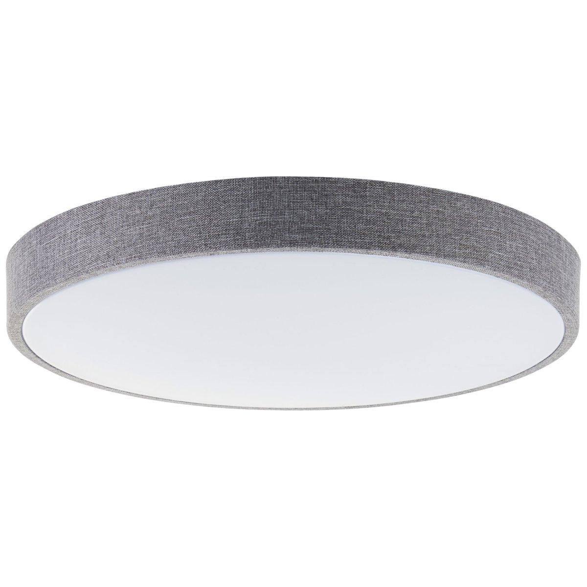 Filiz Ø50 Gris plafón De Brilliant - Su estructura gris revestida de tela le confiere un aspecto suave y sofisticado, mientras que la pantalla de pl&aacute;stico blanco difunde una luz uniforme y sin deslumbramientos por toda la habitaci&oacute;n.