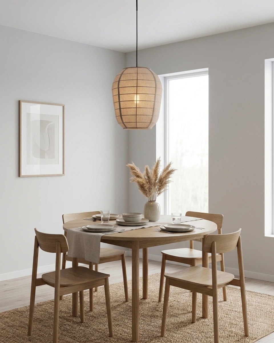 Delino Ø40 Beige Lámpas de techo De By Rydéns - La estructura de madera de fresno y los detalles decorativos de rat&aacute;n le dan un aspecto c&aacute;lido y armonioso.