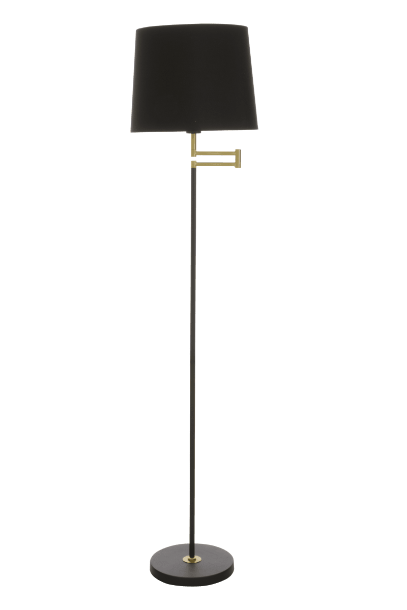 Birka Negro lámpara de pie De Aneta Lighting - L&aacute;mpara de pie Birka realizada en metal lacado en blanco y detalles de lat&oacute;n en la base.