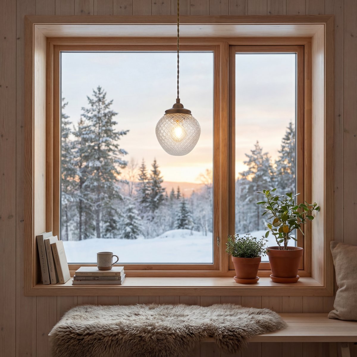 Gatsby Ø15 Latón antiguo lámpara de ventana De Aneta Lighting - La l&aacute;mpara de ventana Gatsby impresiona por su dise&ntilde;o cl&aacute;sico y elegante, con una pantalla decorativa de vidrio templado transparente y detalles met&aacute;licos con efecto lat&oacute;n antiguo.