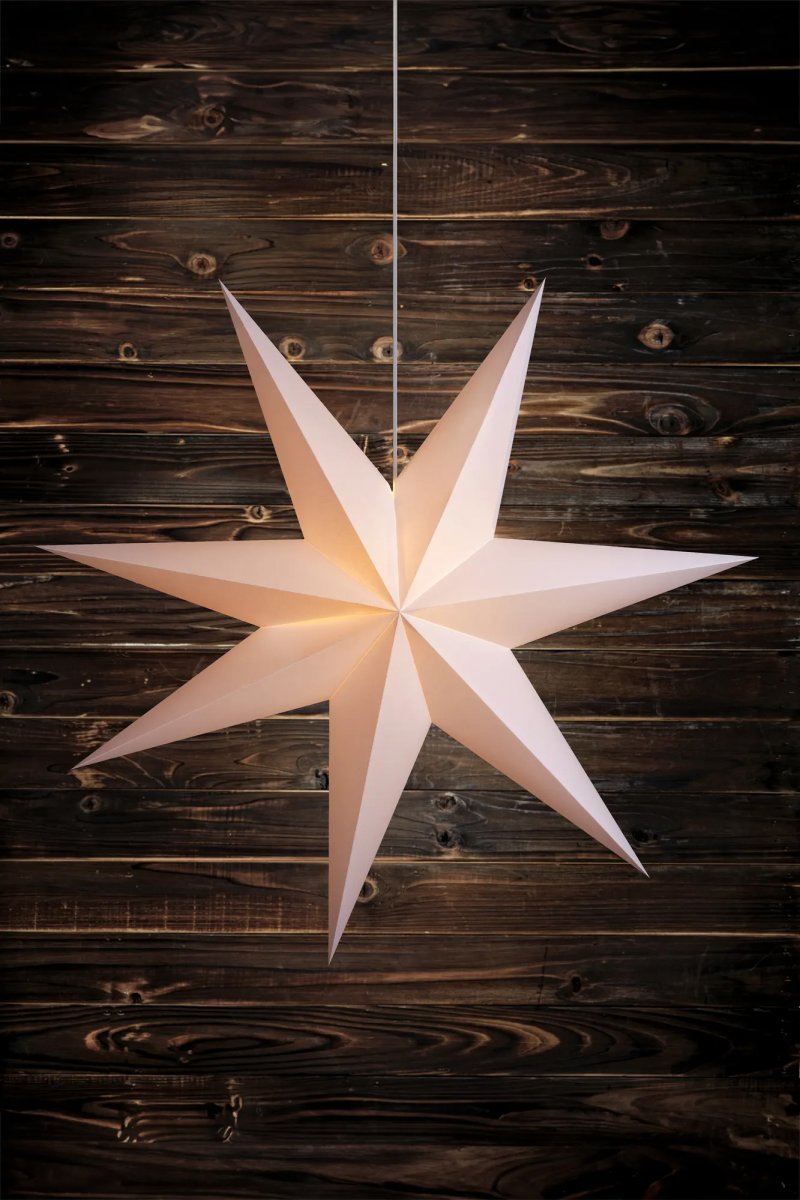 Duva Ø100 Blanco De Markslöjd - Estrella de Adviento de papel blanco liso con un diámetro de 100 cm.