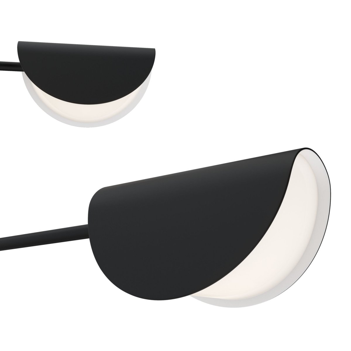 Mollis 125cm Negro Lámpas de techo De Maytoni - Realizada en metal negro con cúpulas suavemente contorneadas y fuentes de luz ocultas bajo un difusor acrílico que proporciona una luz sutil y agradable.