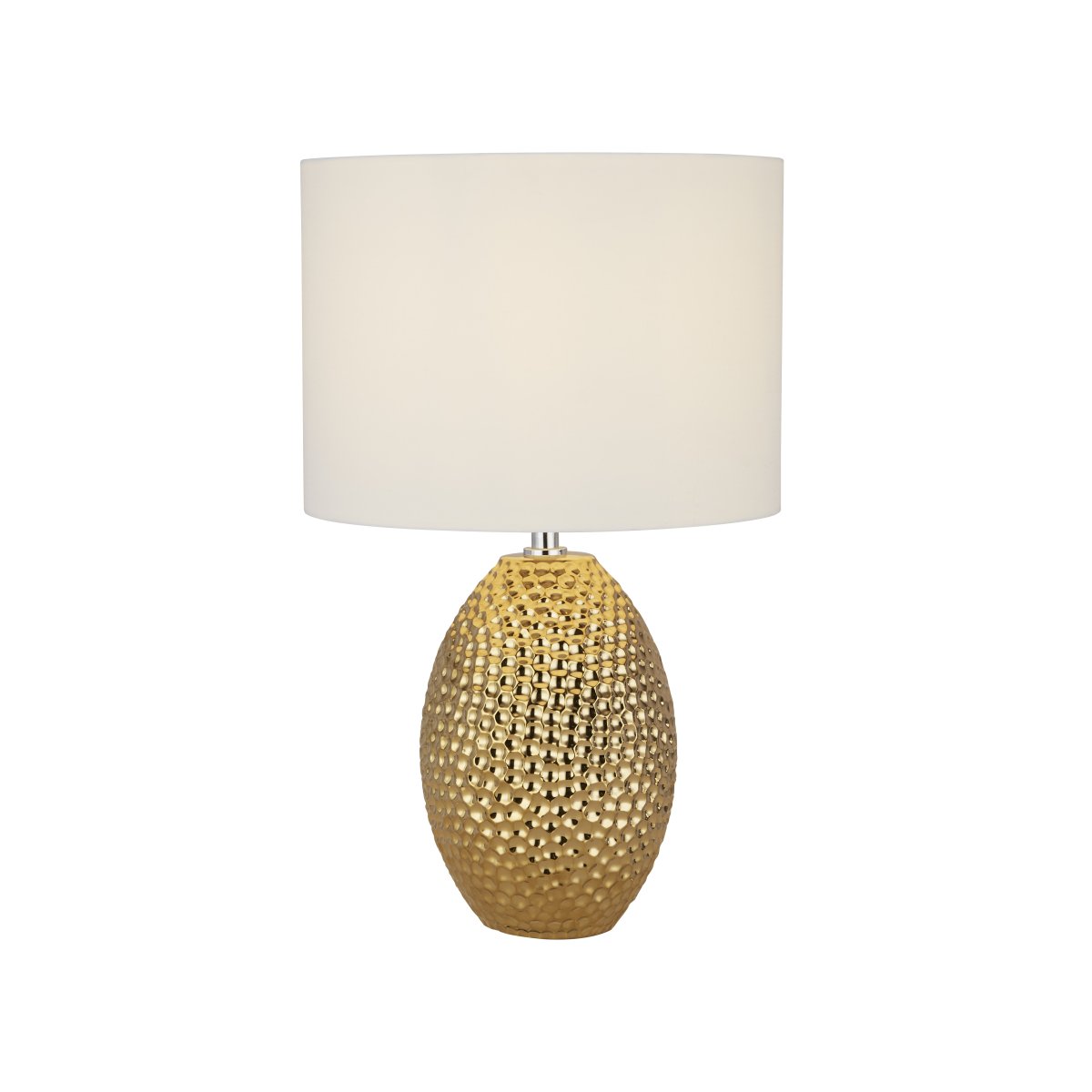 Nadine 30cm Oro lámpara de mesa De Searchlight - Su base de cerámica texturizada de color dorado deja una impresión fuerte, mientras que la pantalla de tela de color crema neutro combina perfectamente con cualquier estilo interior.