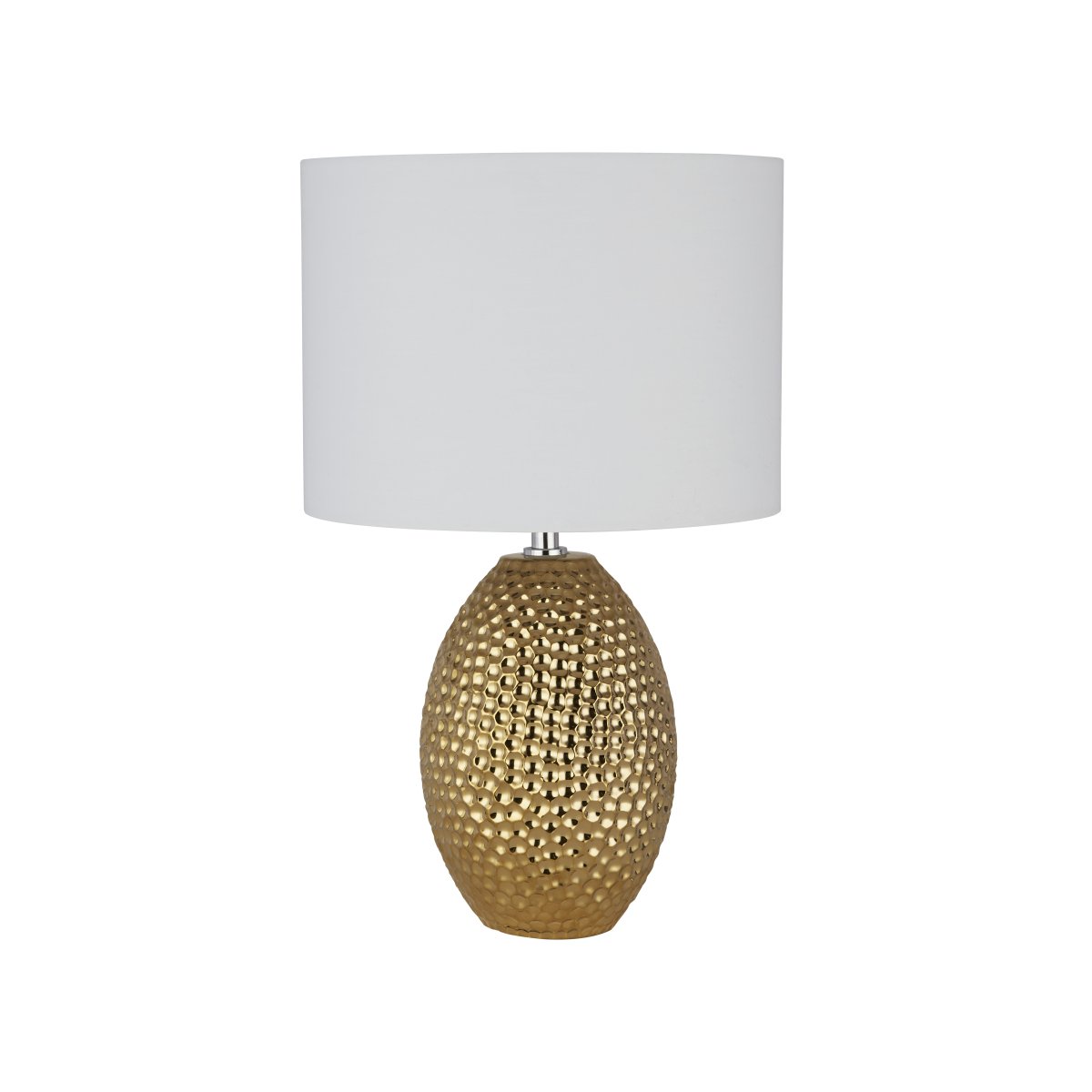 Nadine 30cm Oro lámpara de mesa De Searchlight - Su base de cerámica texturizada de color dorado deja una impresión fuerte, mientras que la pantalla de tela de color crema neutro combina perfectamente con cualquier estilo interior.