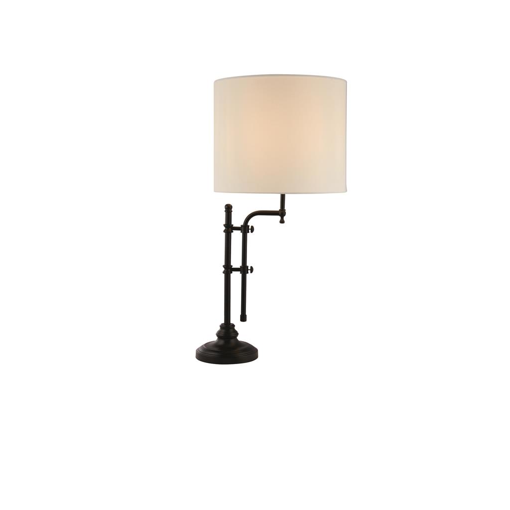 Munich 77cm Negro lámpara de mesa De Searchlight - Su base ajustable de metal negro con detalles decorativos crea una impresión elegante, mientras que la pantalla de lino blanco crema difunde una luz suave y agradable.