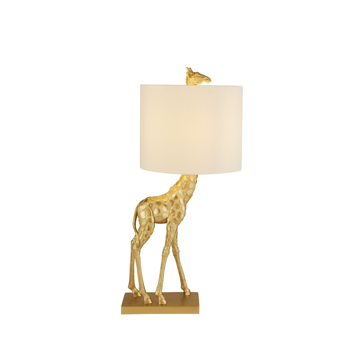 Giraffe 40cm Oro lámpara de mesa De Searchlight - La elegante pantalla blanca proporciona una luz suave y agradable, creando un ambiente acogedor en la habitación de los niños, la sala de estar o el pasillo.