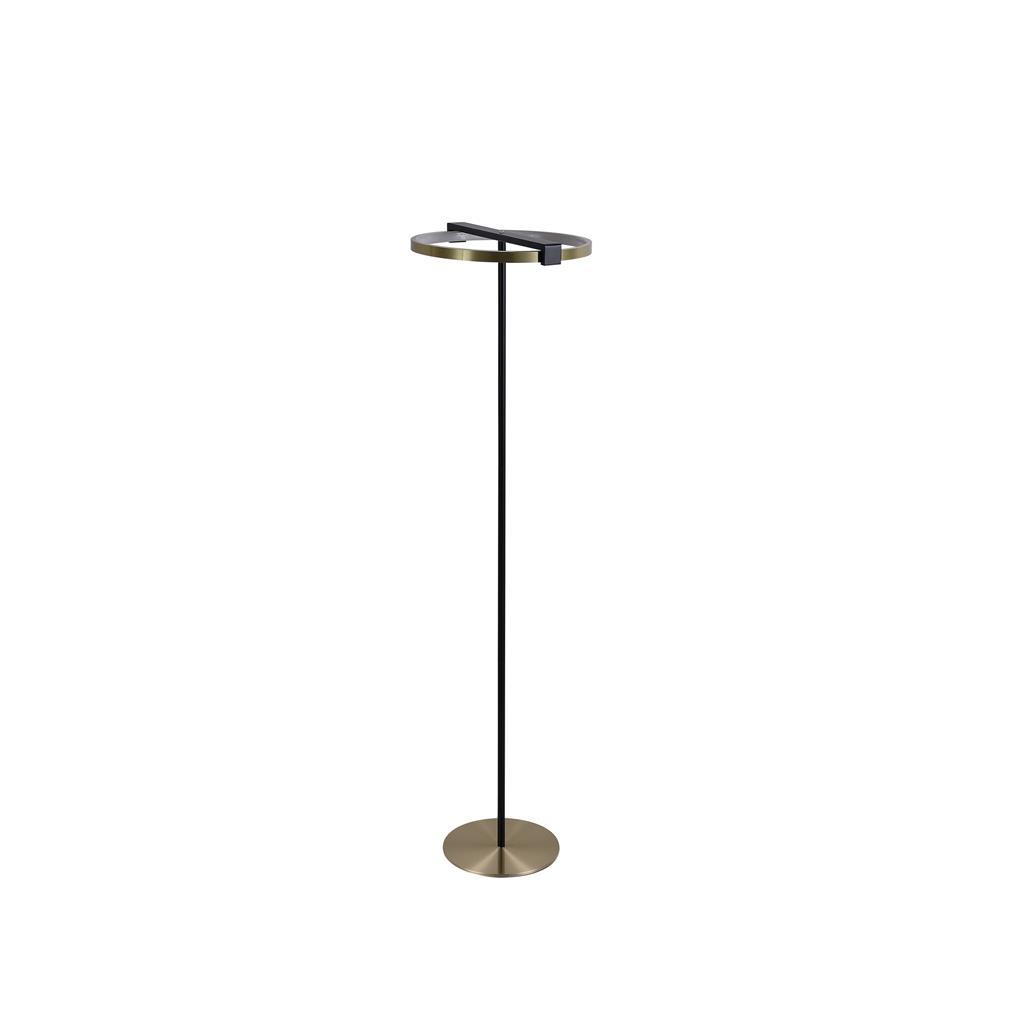 Aerial Latón/negro lámpara de pie De Searchlight - Aerial es una elegante y moderna l&aacute;mpara de pie con elegantes contrastes en lat&oacute;n satinado y metal negro.
