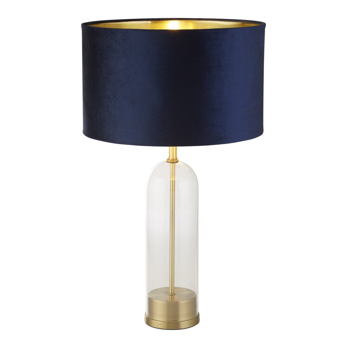 Oxford 44cm Azul lámpara de mesa De Searchlight - La lujosa pantalla de terciopelo azul marino con interior dorado le da a la l&aacute;mpara un toque elegante y con estilo, perfecto para el dormitorio o la sala de estar.