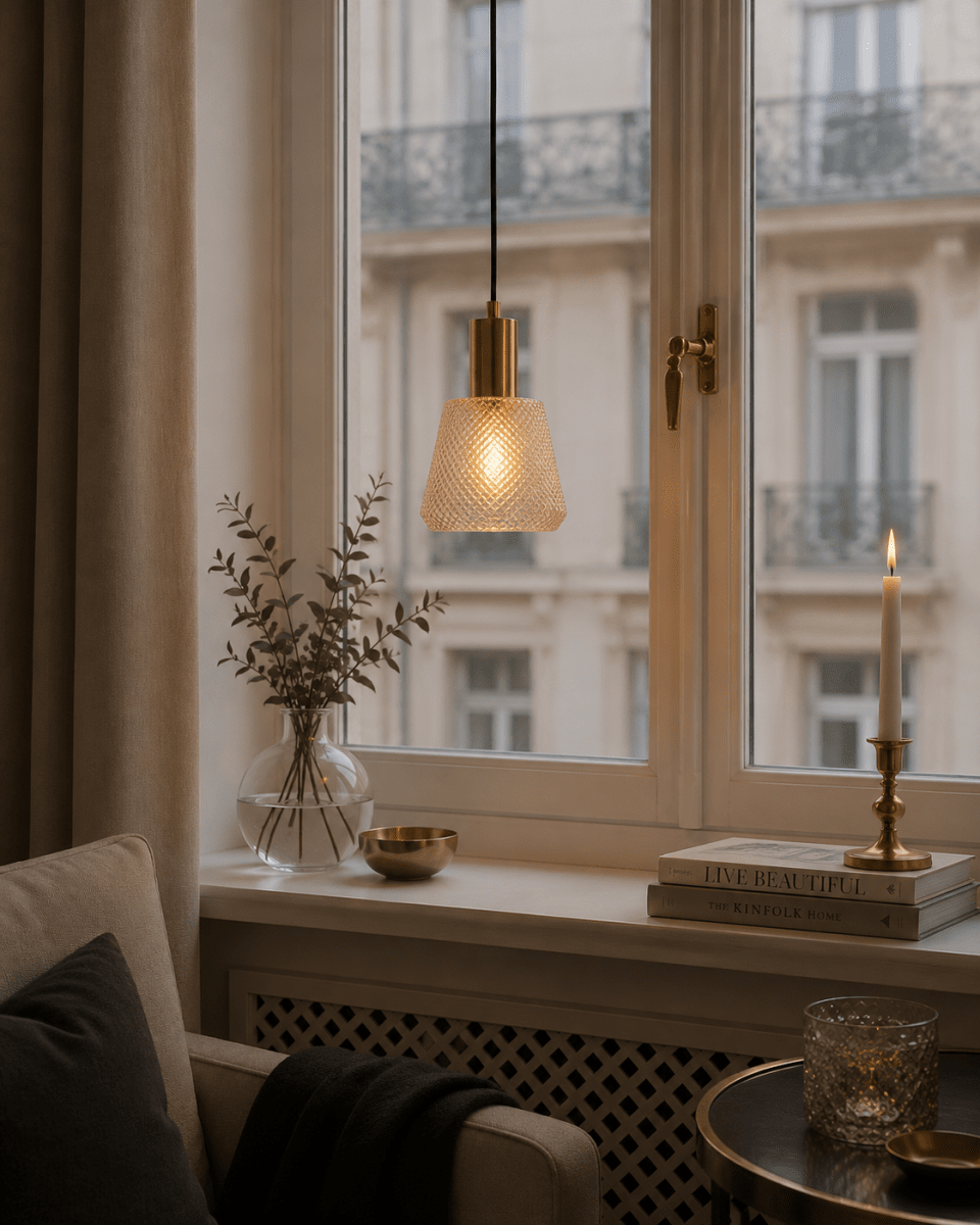 Daimon Ø15 Ámbar lámpara de ventana De Lampan - Es perfecta para ventanas y crea un ambiente c&aacute;lido y acogedor con estilo y personalidad.