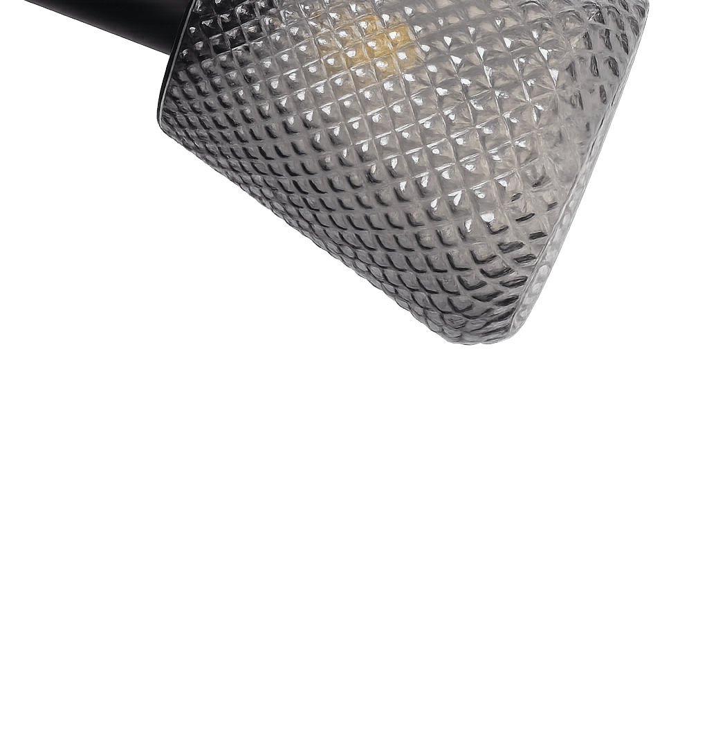 Daimon Ø15 De color humo lámpara de ventana De Lampan - La pantalla de cristal ahumado presenta un hermoso estampado y crea una luz vibrante y acogedora.