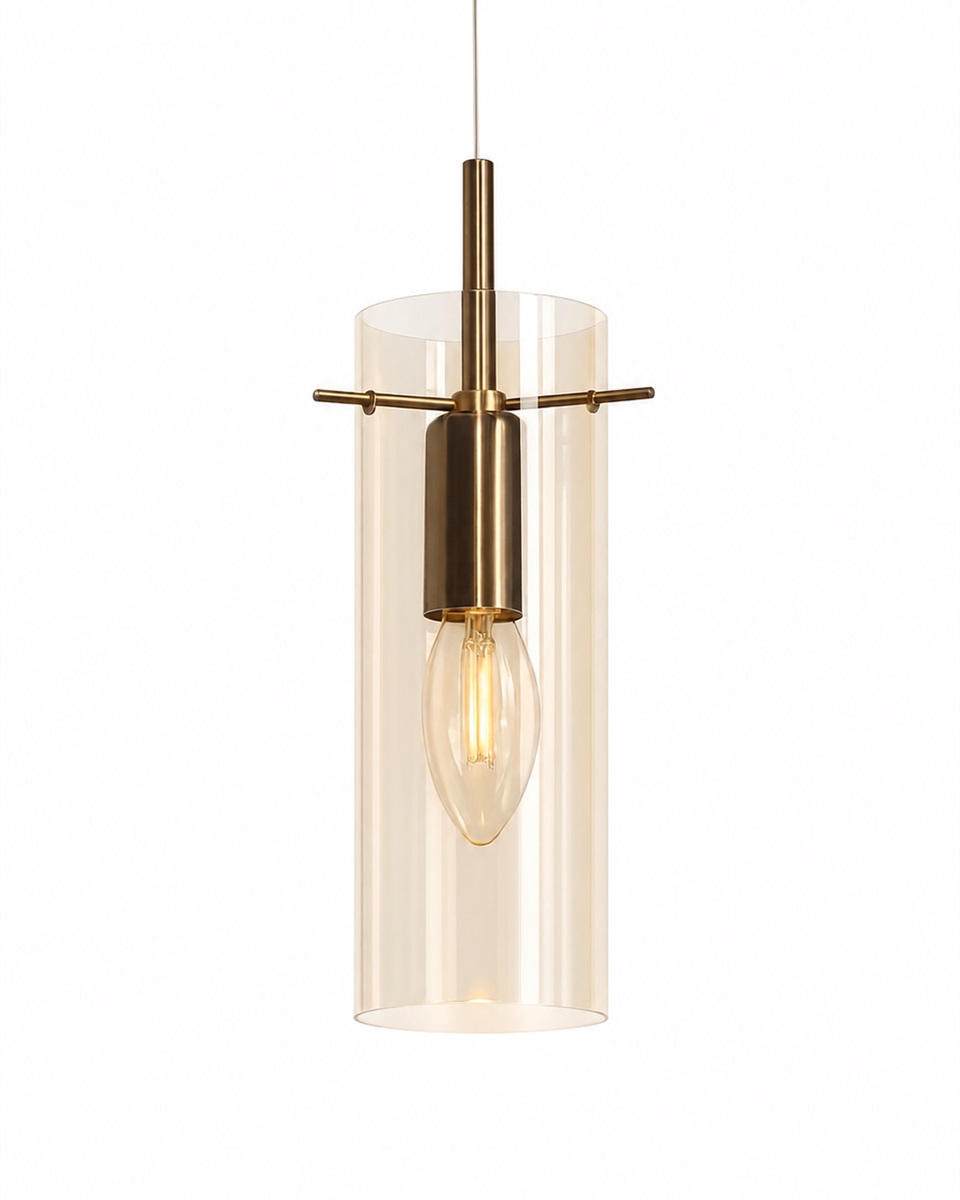 Cilinda Ø7 Latón/ámbar lámpara de ventana De Nordic Lighting - La l&aacute;mpara incluye un cable de pl&aacute;stico transparente de 3,5 m de longitud y un enchufe.