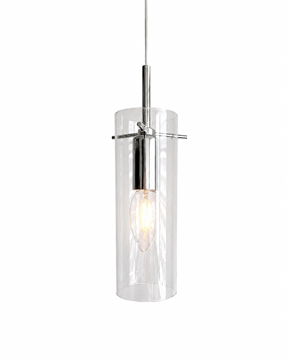 Cilinda Ø7 Cromado/transparente lámpara de ventana De Nordic Lighting - El cristal transparente garantiza una agradable difusi&oacute;n de la luz y, en combinaci&oacute;n con el metal con aspecto cromado, se convierte en un elegante detalle interior.