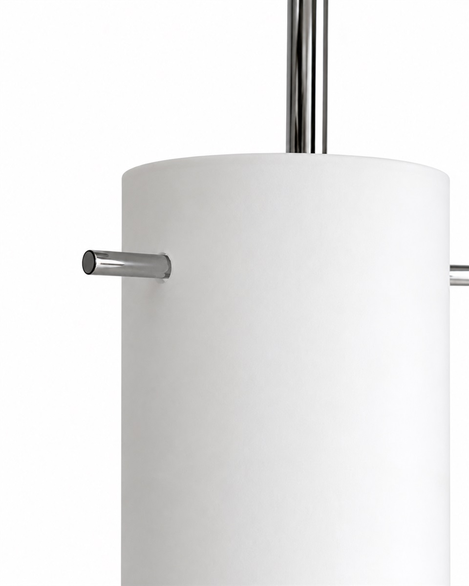 Cilinda Ø7 Cromo/blanco lámpara de ventana De Nordic Lighting - El cristal blanco garantiza una hermosa distribuci&oacute;n de la luz y, en combinaci&oacute;n con los detalles cromados, se convierte en un elegante detalle interior.