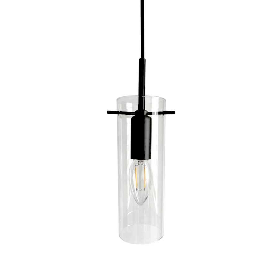 Cilinda Ø7 Negro/transparente lámpara de ventana De Nordic Lighting - El cristal transparente garantiza una hermosa distribuci&oacute;n de la luz y, en combinaci&oacute;n con el metal negro, se convierte en un elegante detalle interior.