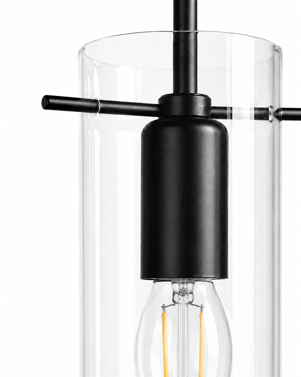 Cilinda Ø7 Negro/transparente lámpara de ventana De Nordic Lighting - El cristal transparente garantiza una hermosa distribuci&oacute;n de la luz y, en combinaci&oacute;n con el metal negro, se convierte en un elegante detalle interior.