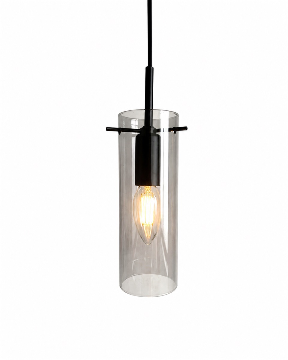 Cilinda Ø7 Negro/Ahumado lámpara de ventana De Nordic Lighting - El cristal ahumado garantiza una hermosa distribuci&oacute;n de la luz y, en combinaci&oacute;n con el metal negro, se convierte en un elegante detalle interior.
