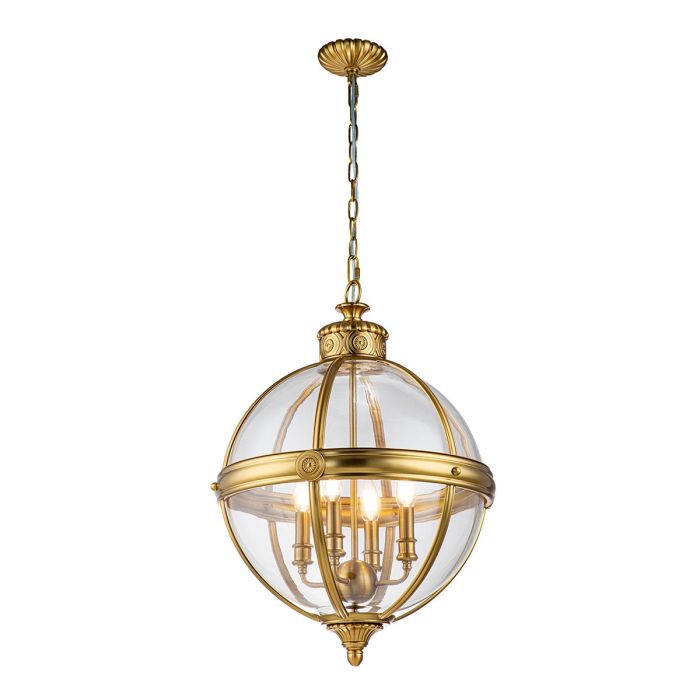 Adams Ø50 Latón Lámpas de techo De Elstead Lighting - Su dise&ntilde;o r&uacute;stico y atemporal es especialmente elegante gracias a su acabado en lat&oacute;n pulido oscuro y al cristal transparente, que realza la fuente de luz a la perfecci&oacute;n.