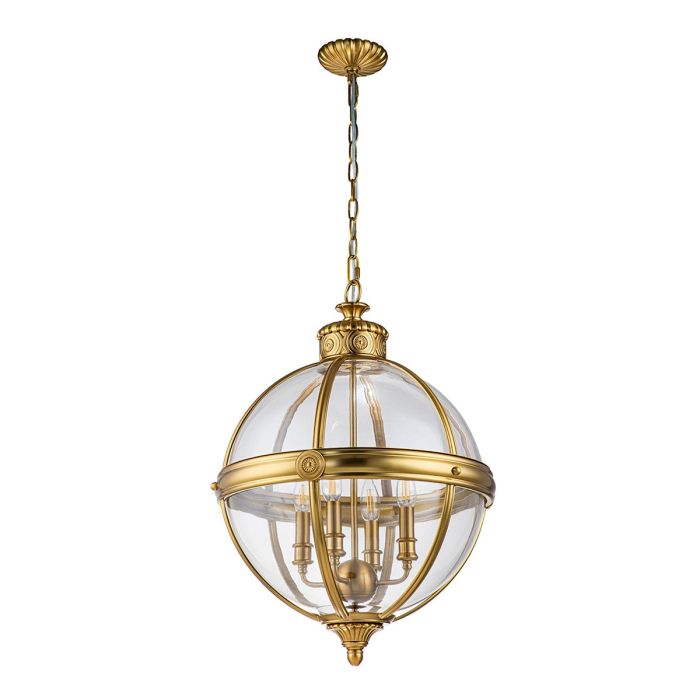Adams Ø50 Latón Lámpas de techo De Elstead Lighting - Su dise&ntilde;o r&uacute;stico y atemporal es especialmente elegante gracias a su acabado en lat&oacute;n pulido oscuro y al cristal transparente, que realza la fuente de luz a la perfecci&oacute;n.