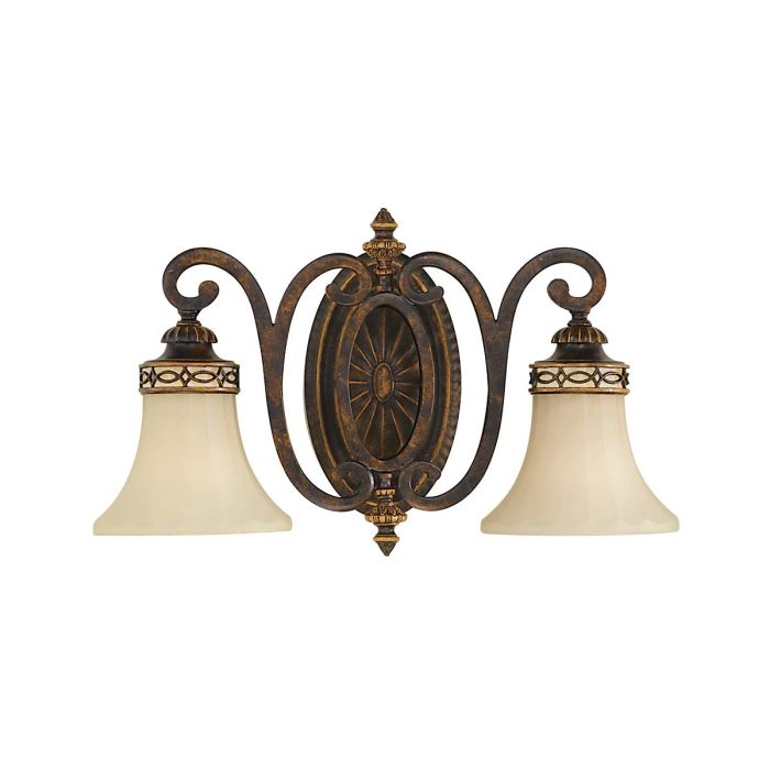 Drawing Room 46cm Bronce lámpara de pared De Elstead Lighting - Ljusk&auml;llorna p&aring; vardera arm omfamnas av varsin dekorativ glassk&auml;rm som bidrar med en fin och harmonisk ljusspridning i rummet.