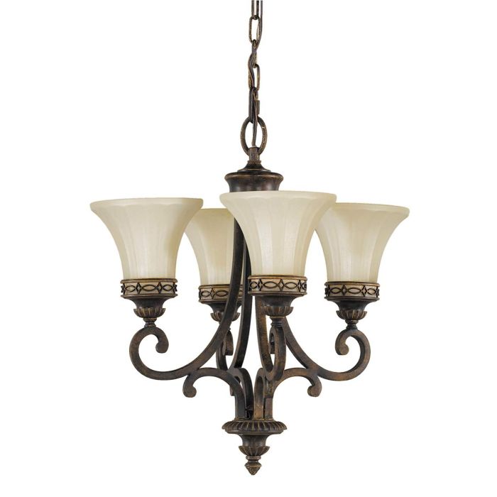 Drawing Room Ø45 Bronce Lámpas de techo De Elstead Lighting - Varje ljusk&auml;lla omfamnas av ett dekorativt glas vilket skapar en vacker och harmonisk ljusspridning i rummet.