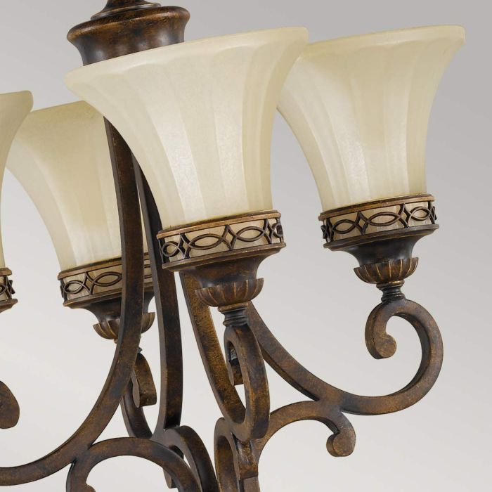 Drawing Room Ø45 Bronce Lámpas de techo De Elstead Lighting - Varje ljusk&auml;lla omfamnas av ett dekorativt glas vilket skapar en vacker och harmonisk ljusspridning i rummet.