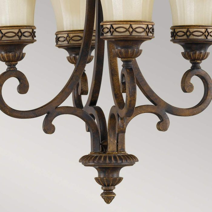 Drawing Room Ø45 Bronce Lámpas de techo De Elstead Lighting - Varje ljusk&auml;lla omfamnas av ett dekorativt glas vilket skapar en vacker och harmonisk ljusspridning i rummet.