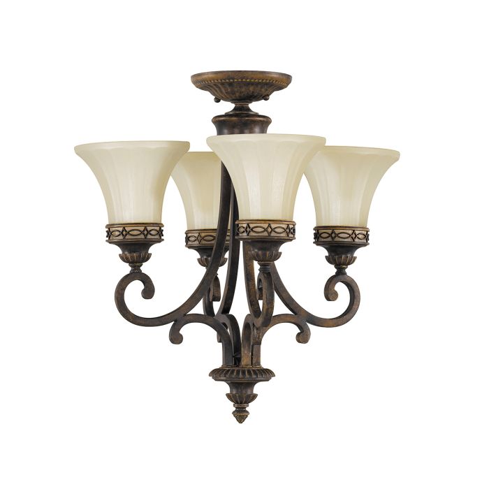 Drawing Room Ø45 Bronce Lámpas de techo De Elstead Lighting - Varje ljusk&auml;lla omfamnas av ett dekorativt glas vilket skapar en vacker och harmonisk ljusspridning i rummet.