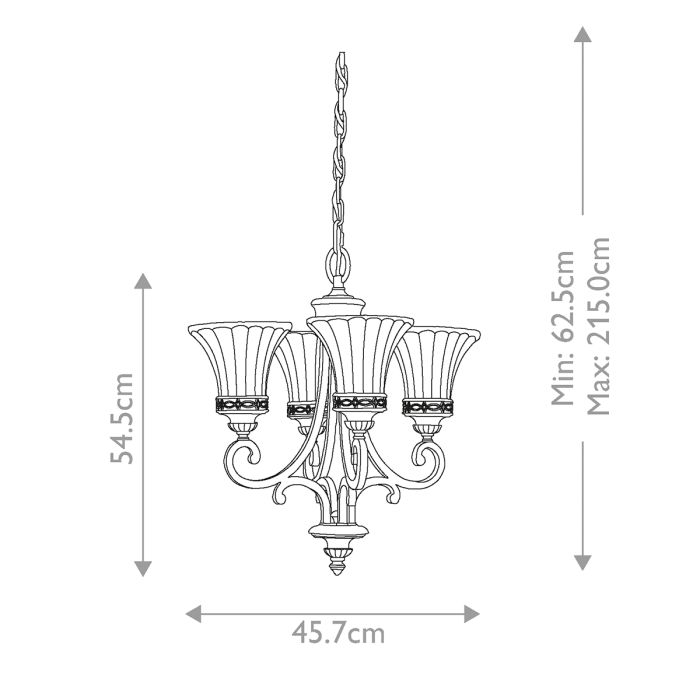 Drawing Room Ø45 Bronce Lámpas de techo De Elstead Lighting - Varje ljusk&auml;lla omfamnas av ett dekorativt glas vilket skapar en vacker och harmonisk ljusspridning i rummet.