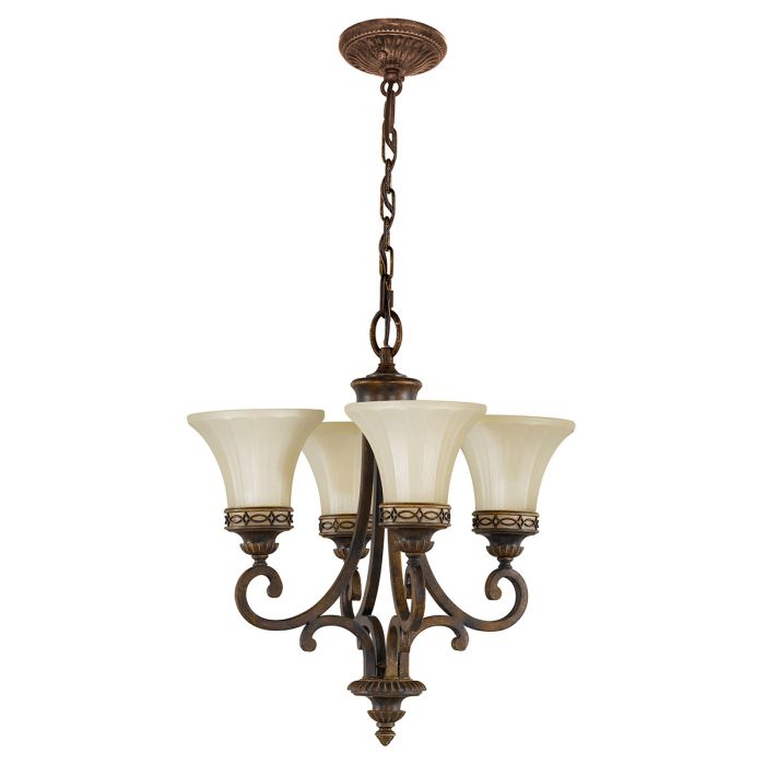 Drawing Room Ø45 Bronce Lámpas de techo De Elstead Lighting - Varje ljusk&auml;lla omfamnas av ett dekorativt glas vilket skapar en vacker och harmonisk ljusspridning i rummet.
