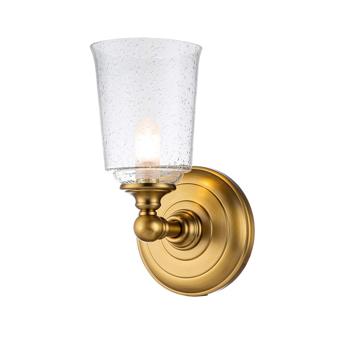 Huguenot Lake Ø13 Latón lámpara de baño De Elstead Lighting - La lámpara de pared Huguenot Lake en acabado de latón bruñido ofrece un diseño colonial clásico con un toque moderno.