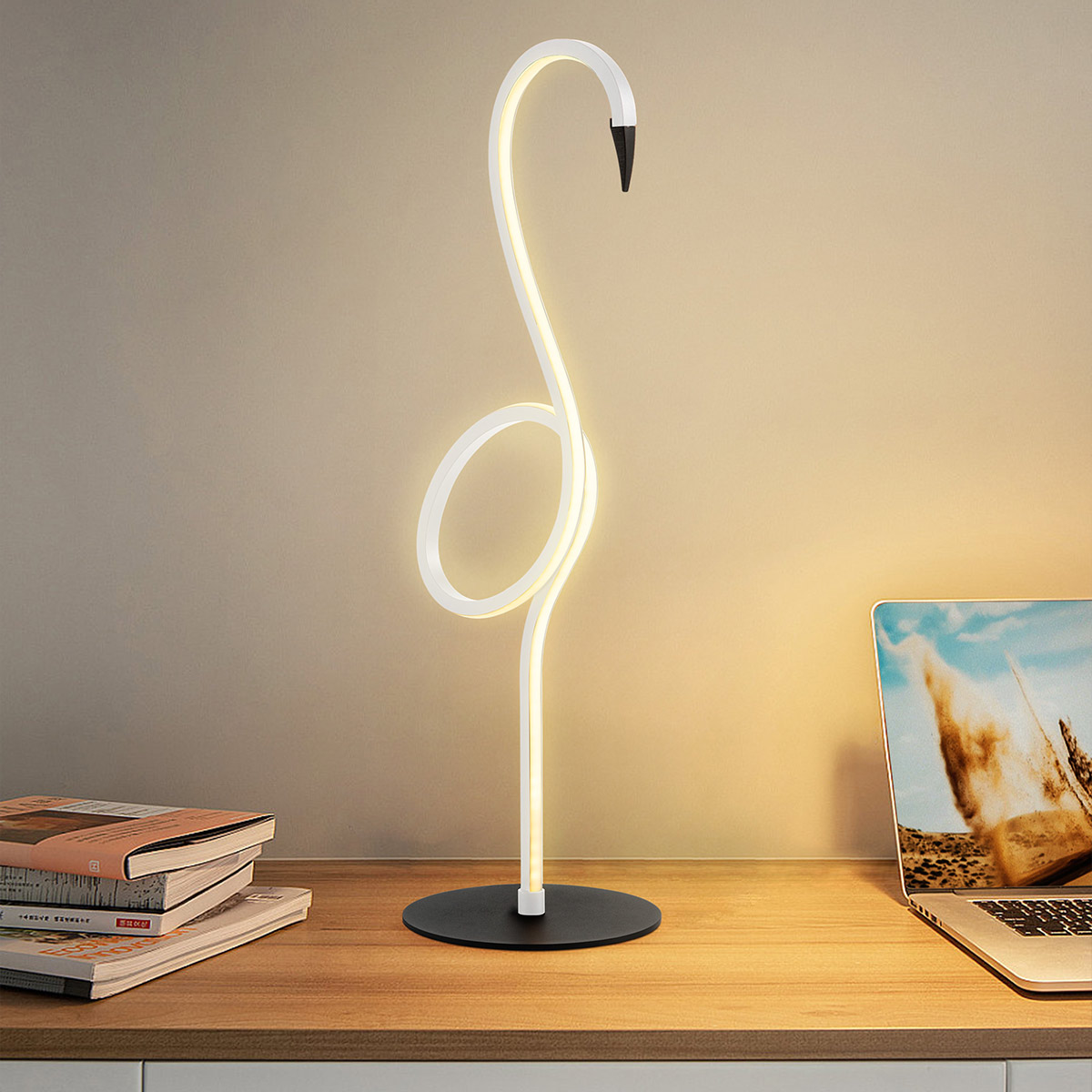 Flamingo 50cm Blanco lámpara de mesa De Elstead Lighting - Flamingo &auml;r en konstn&auml;rlig och elegant bordslampa som kombinerar modern design med skulptural estetik.