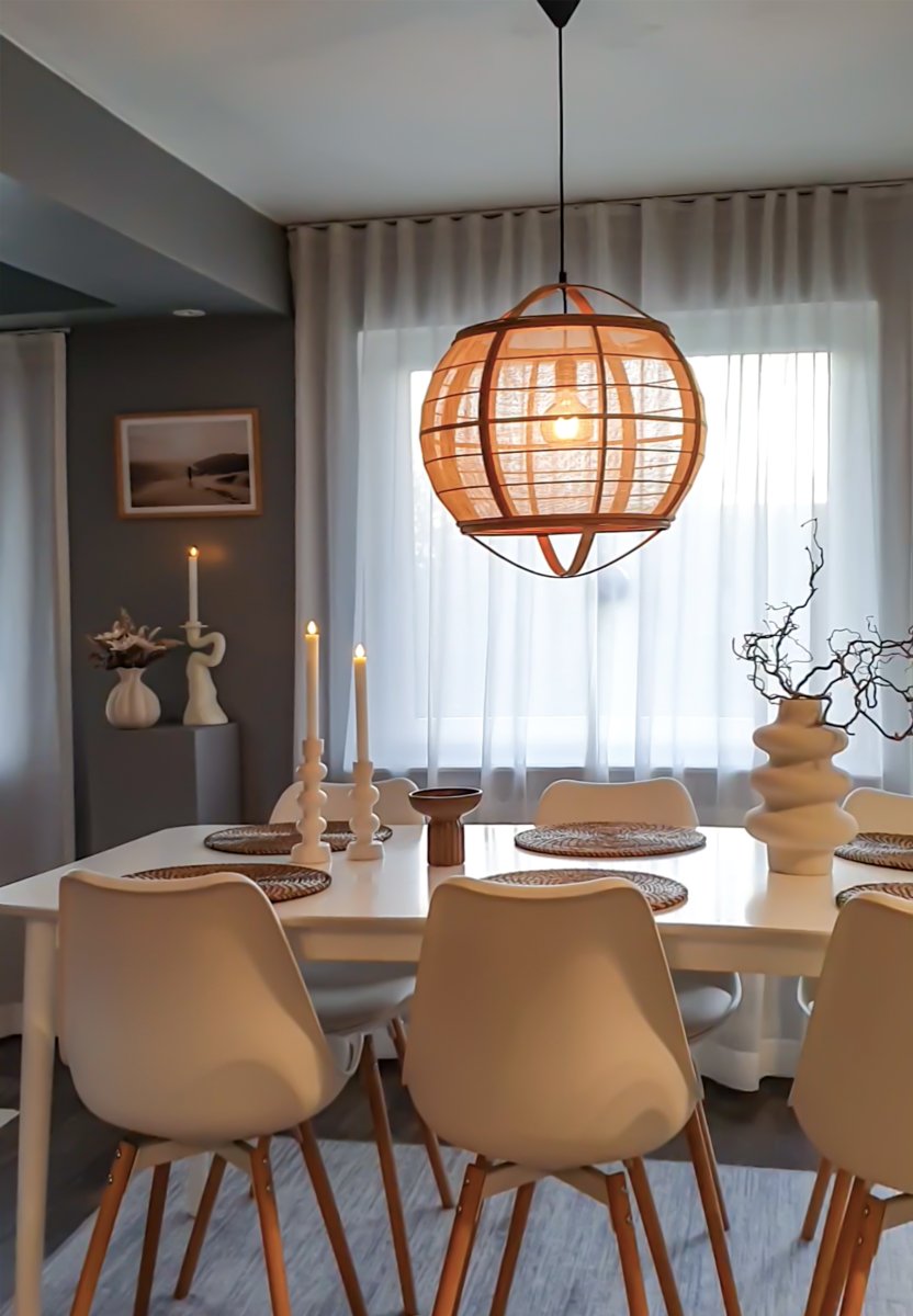 Borneo Ø50 Naturaleza Lámpas de techo De Aneta Lighting - La pantalla hecha a mano filtra la luz de la fuente de luz y difunde una luz suave y agradable en la habitación.