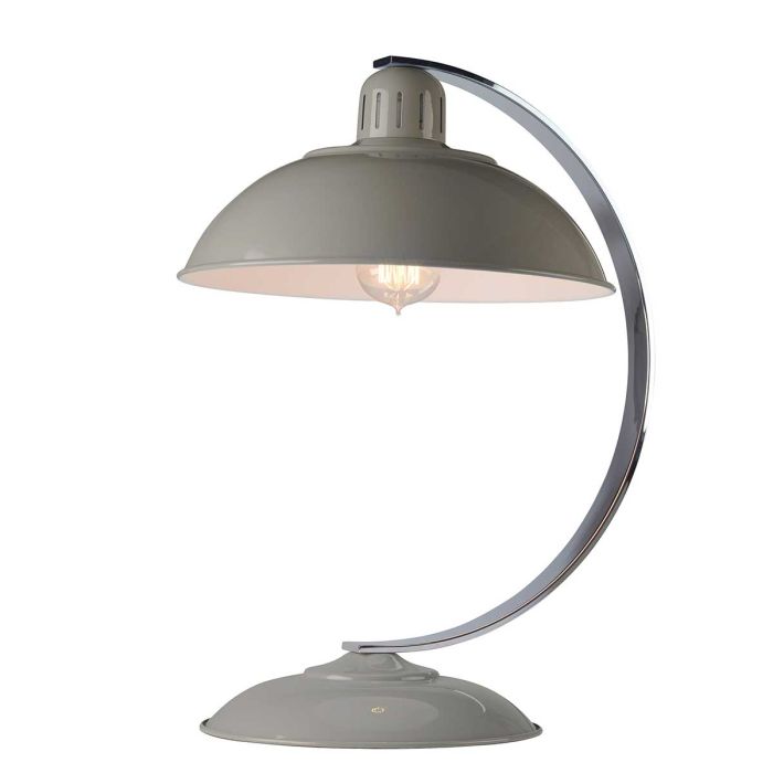 Franklin 46cm Gris lámpara de mesa De Elstead Lighting - Bordslampan Franklin har en elegant b&ouml;jd arm i polerad krom samt en spunnen metallsk&auml;rm och bas i blank gr&aring; finish.