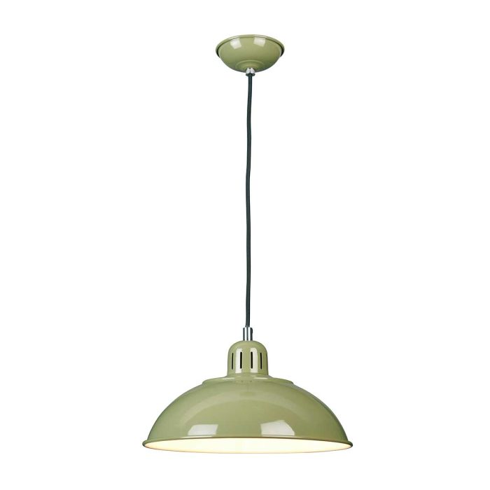 Franklin Ø30 Verde Lámpas de techo De Elstead Lighting - Den vita insidan av sk&auml;rmen ger en klar och bra ljusspridning.
