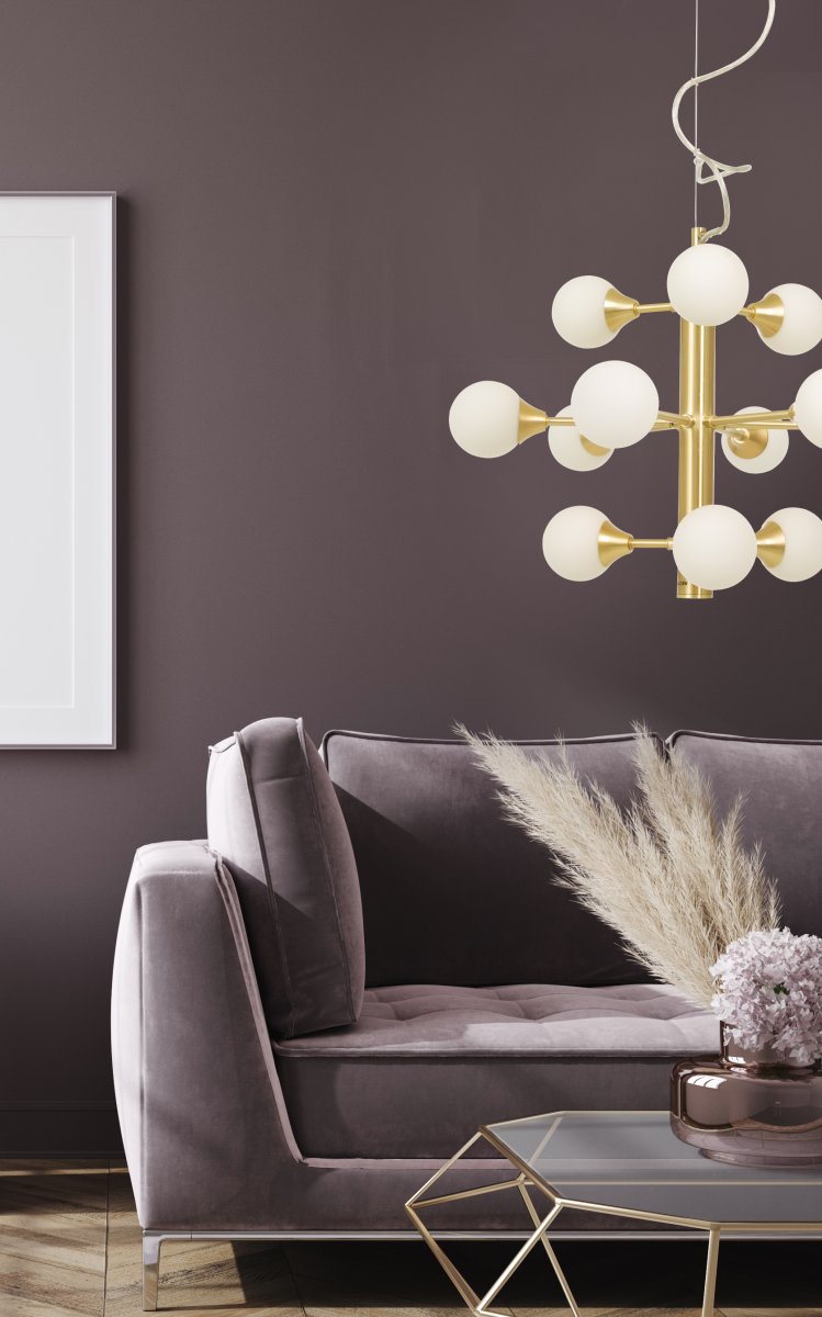 Cosmos Ø50 Latón mate Lámpas de techo De Aneta Lighting - Copa de techo de latón para suspensión con gancho y bloque de terminales, el enchufe de la lámpara es fácil de instalar.