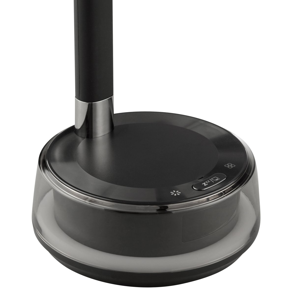 Moonglow 53cm Negro lámpara de escritorio De Brilliant - Fabricada en metal y pl&aacute;stico negro, presenta un dise&ntilde;o elegante con brazo flexible, ideal como l&aacute;mpara de lectura o de noche.