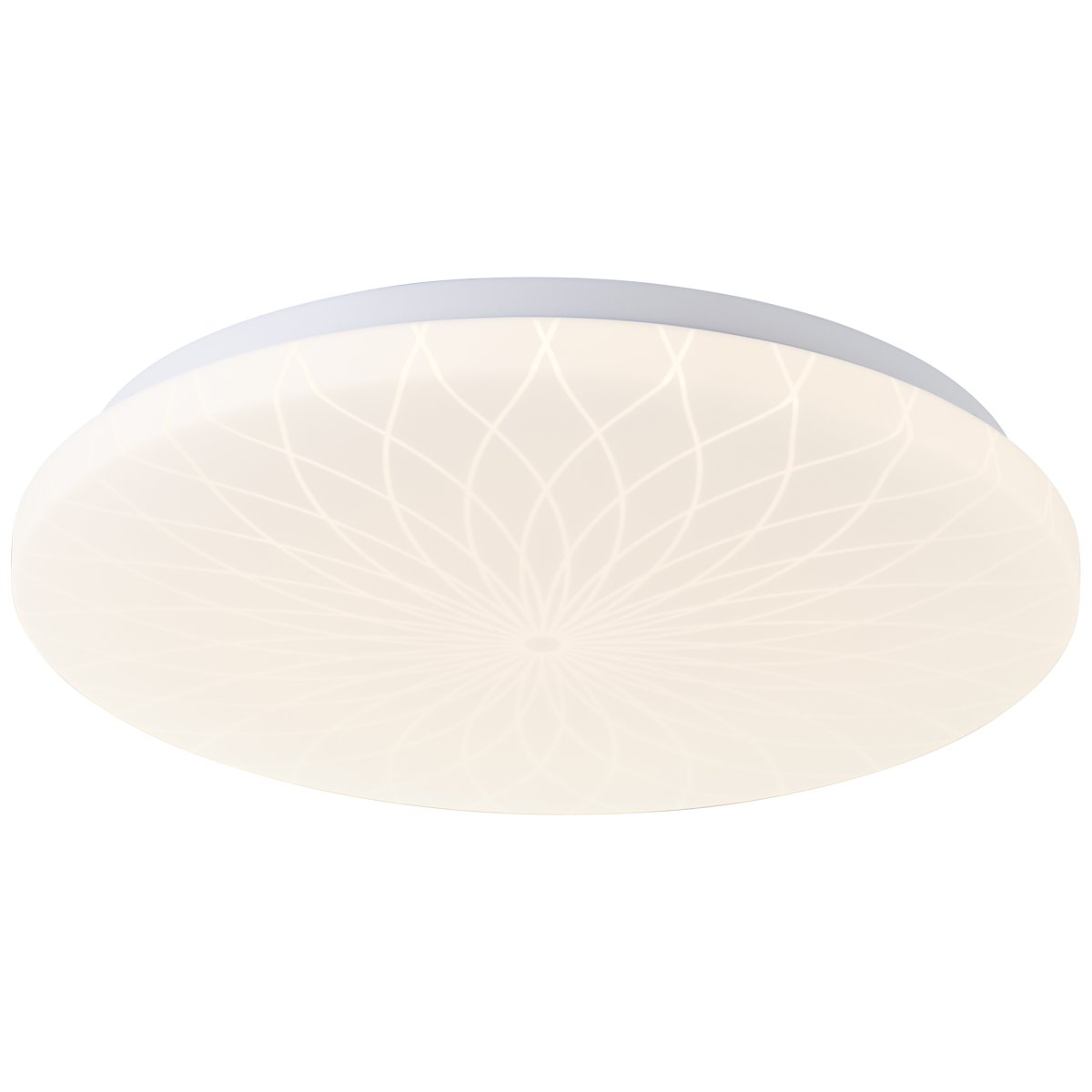 Farah Ø34 Blanco plafón De Brilliant - La fuente de luz LED integrada produce una luz blanca c&aacute;lida (3000 K) y una luminosidad de 2600 l&uacute;menes, perfecta para crear un ambiente agradable y bien iluminado, como un pasillo o una cocina.