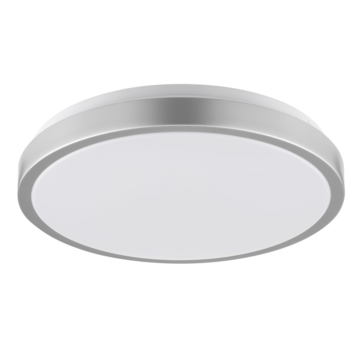 Livius Ø33 Níquel plafón De Brilliant - Livius es una elegante lámpara de techo de metal y plástico con un marco de color níquel que enmarca sutil y modernamente el panel LED redondo.