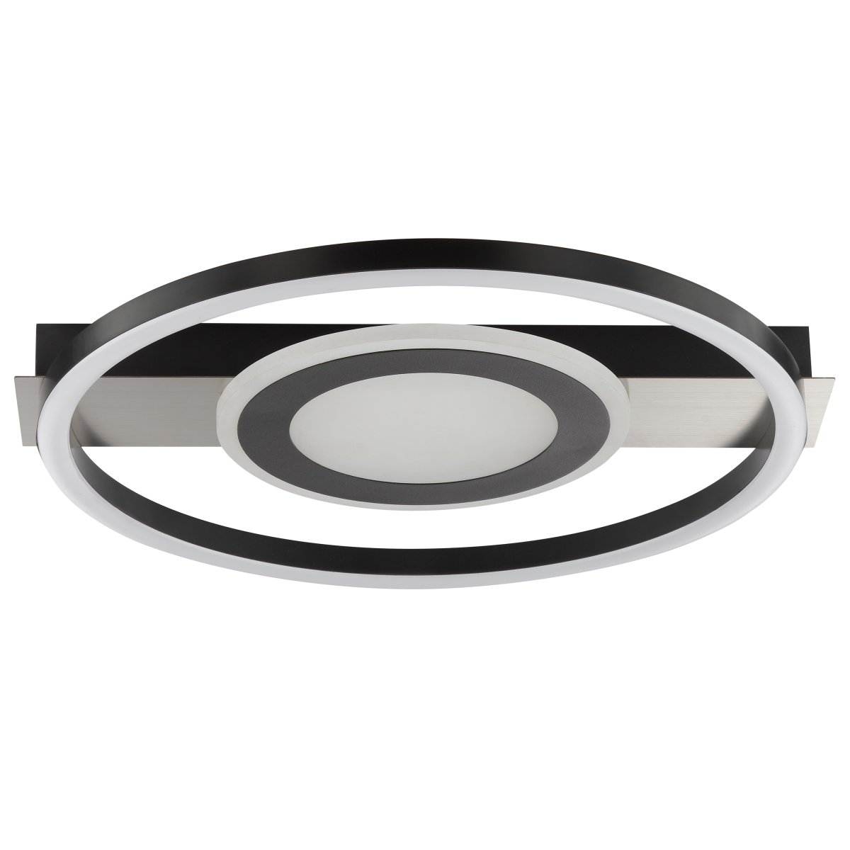 Maureen Ø40 Negro plafón De Brilliant - Maureen es una moderna lámpara de techo de metal y plástico, cuyo marco negro armoniza con los detalles en níquel satinado de la placa trasera.